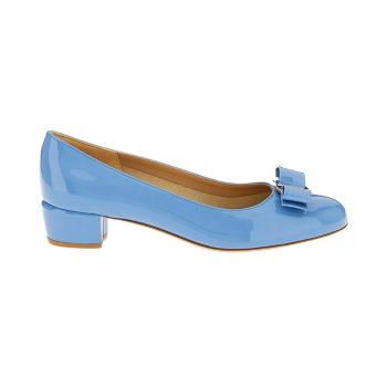 菲拉格慕芭蕾鞋女鞋, Salvatore Ferragamo | SALVATORE FERRAGAMO 女士浅蓝色漆皮蝴蝶结低跟船鞋 0744764商品图片 独家减免邮费