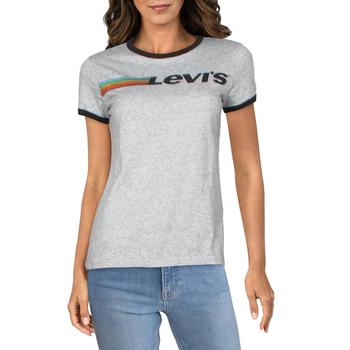 推荐Levi's Womens Juniors Perfect Ringer Cotton Graphic T-Shirt商品