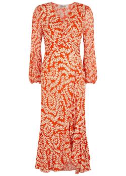 product Emmett orange printed midi dress image