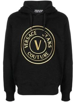 推荐Versace Jeans Black Cotton Logo Details Hooded Sweatshirt商品