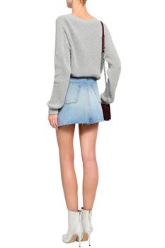 推荐Saiaun frayed denim mini skirt商品