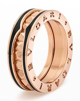 推荐B.Zero1 Rose Gold Ring with Black Ceramic Edge, Size 53商品