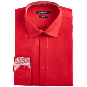 samba, Nine West | Men's Slim-Fit Wrinkle-Free Performance Stretch Samba Red Dress Shirt商品图片 