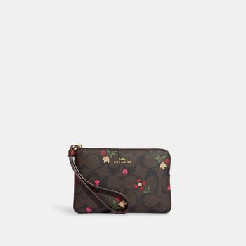 coach tote, Coach | Coach Outlet Corner Zip Wristlet In Signature Canvas With Heart Petal Print商品图片 2.2折