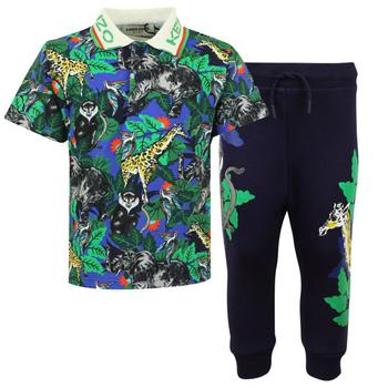Kenzo | Dark Blue Jungle Pattern Polo Shirt & Trousers Set商品图片,额外7.5折, 额外七五折