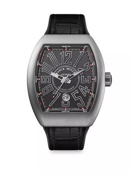 推荐Vanguard Brushed Steel & Leather Strap Watch商品