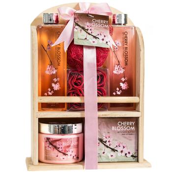 商品Freida and Joe | Cherry Blossom Spa Gift Set in Wood Curio,商家Premium Outlets,价格¥254图片