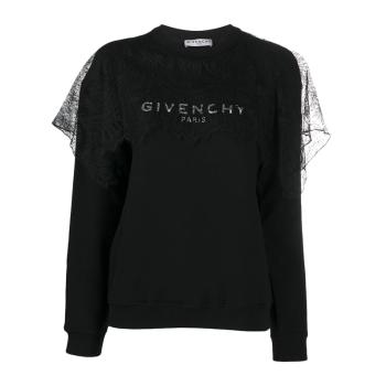 推荐GIVENCHY 女士黑色蕾丝拼接运动衫 BWJ01Y3Z4U-001商品