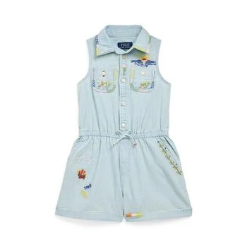 Ralph Lauren | Toddler and Little Girls Embroidered Cotton Chambray Romper,商家Macy's,价格¥771