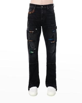 推荐Men's Plaid-Patch Carpenter Jeans商品