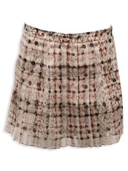 推荐Theory Patterned Pleated Mini Skirt In White Silk商品