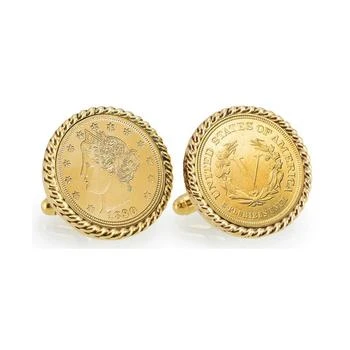 American Coin Treasures | Gold-Layered 1800's Liberty Nickel Rope Bezel Coin Cuff Links,商家Macy's,价格¥446