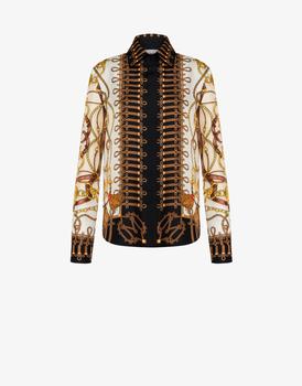 Moschino | Military Teddy Scarf Silk Twill Shirt商品图片,