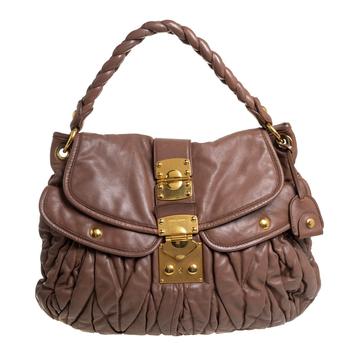 推荐Miu Miu Brown Matelassé Leather Coffer Hobo商品