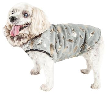 商品Pet Life  Luxe 'Gold-Wagger' Gold-Leaf Fashion Designer Fur Dog Coat图片