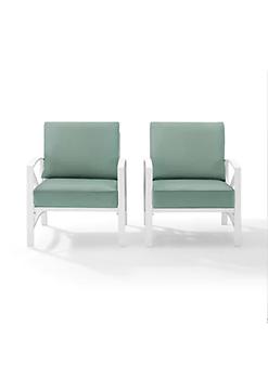 Crosley, Crosley Furniture | Crosley Furniture KO60013WH-MI Kaplan 2-Piece Outdoor Seating Set in White with Mist Cushions商品图片 
