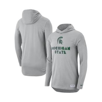 Nike户外用品, NIKE | Men's Gray Michigan State Spartans Campus Performance Hoodie Long Sleeve T-shirt商品图片 