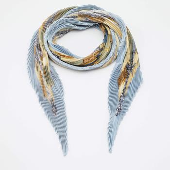 推荐Hermès Blue Au Plus Dru Silk Plisse Scarf商品