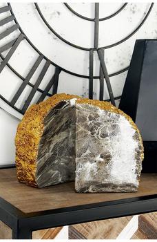 商品COSMO BY COSMOPOLITAN | Gray Polystone Geode Bookend with Goldtone Detail - Set of 2,商家Nordstrom Rack,价格¥325图片