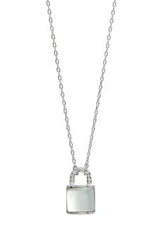 Savvy Cie Jewels | Sterling Silver CZ Mother of Pearl Padlock Pendant Necklace 2.3折