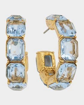 Oscar de la Renta | Baguette Crystal Hoop Earrings, Watermelon/Rainbow,商家Neiman Marcus,价格¥2678