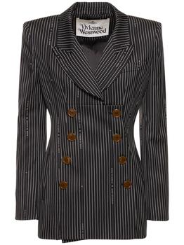 Vivienne Westwood | Rita Pinstripe Wool & Cotton Blazer商品图片,6.4折×额外8折, 独家减免邮费, 额外八折