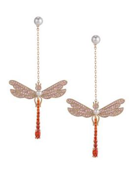Luxe Faux Pearl & Crystal Dragonfly Drop Earrings,价格$28.50