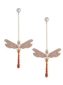 推荐Luxe Faux Pearl & Crystal Dragonfly Drop Earrings商品