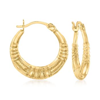 商品Canaria Fine Jewelry | Canaria 10kt Yellow Gold Patterned Hoop Earrings,商家Premium Outlets,价格¥501图片