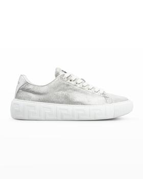 范思哲男鞋海淘, Versace | Men's La Greca Calf Hair Low-Top Sneakers商品图片 