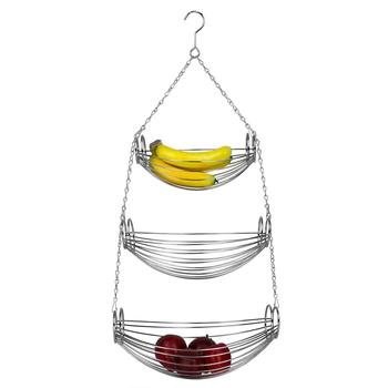 商品Home Basics 3 Tier Wire Hanging Oval Fruit Basket, Black图片