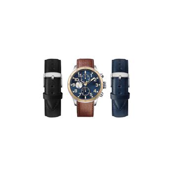 American Exchange | Men's Dial Quartz Brown Leather Strap Watch with Interchangeable Straps, Set of 3商品图片,4.9折
