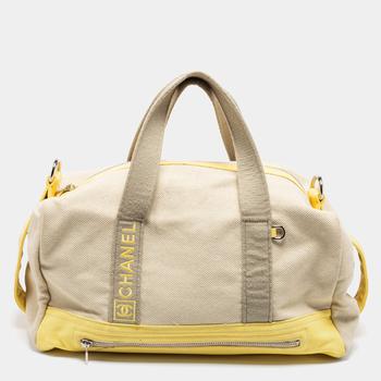 旅行香奈儿包, [二手商品] Chanel | Chanel Beige/Yellow Canvas Weekend Boston Bag商品图片 满1件减$100, 满减