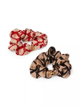 Valentino | Toile Iconographe Scrunchies Set in Silk with VLogo Applique,商家Saks Fifth Avenue,价格¥2926