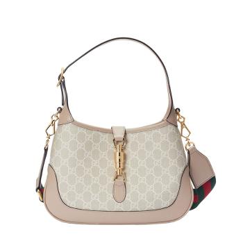 Gucci | 【预售3-7天】GUCCI/古驰 22春夏新款Jackie 1961系列 女士小号米白色老花帆布配皮红绿织带金扣单肩腋下包678843UULAG9682商品图片,7.9折, 包邮包税