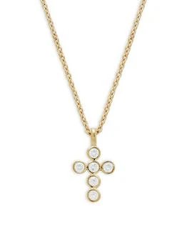 Adriana Orsini | 18K Goldplated & Cubic Zirconia Cross Pendant Necklace,商家Saks OFF 5TH,价格¥222