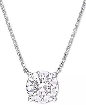 Macy's | Lab-Grown Moissanite Solitaire 17" Pendant Necklace (1-3/4 ct. t.w.) in 14k White Gold,商家Macy's,价格¥4781