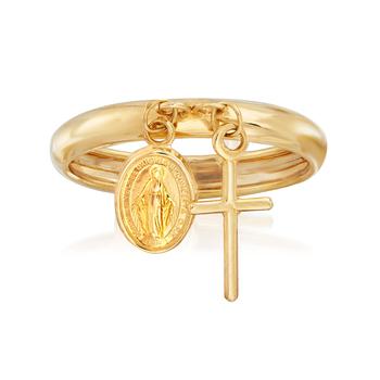 商品Ross-Simons Italian 14kt Yellow Gold Religious Charm Ring图片