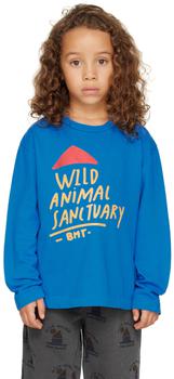 Bonmot Organic | 蓝色 Wild Sanctuary 儿童长袖 T 恤商品图片,