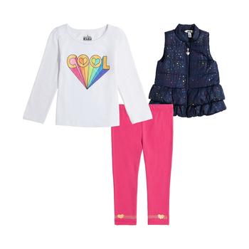 商品KIDS HEADQUARTERS | Baby Girls Ruffled Puffy Vest, Graphic T-shirt and Trimmed Leggings, 3 Piece Set,商家Macy's,价格¥237图片