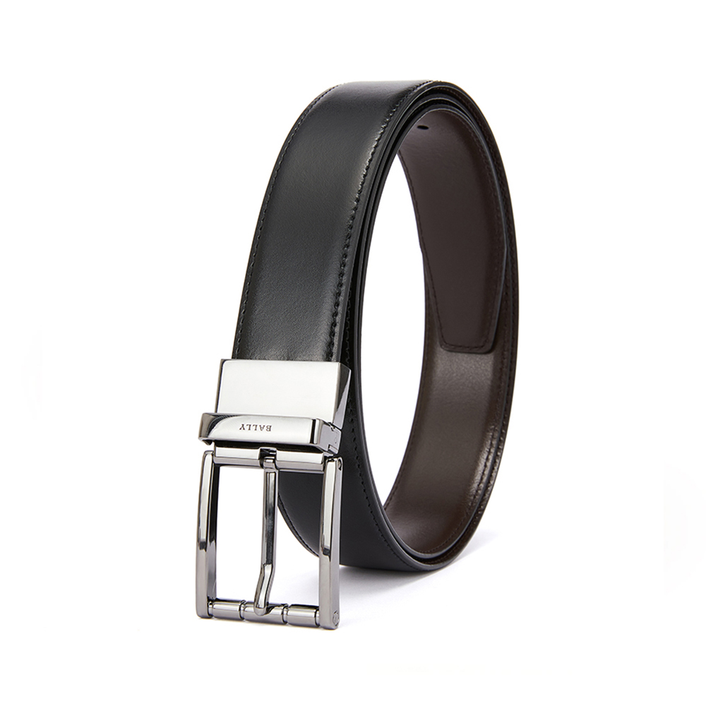 牛皮bally皮带, Bally | BALLY 男士黑色深棕双色牛皮双面针扣腰带 6229053商品图片 独家减免邮费
