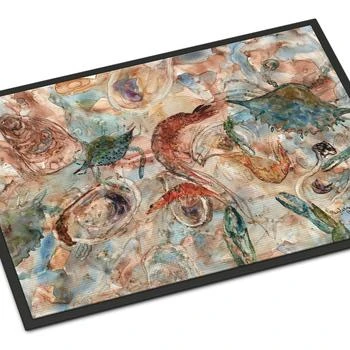 推荐24 in x 36 in Crabs, Shrimp and Oysters on the loose Door Mat Indoor/Outdoor商品