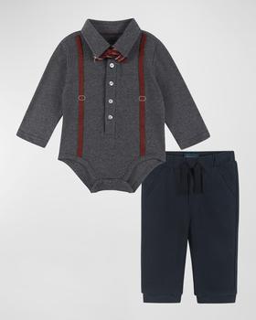 推荐Boy's Suspender Two-Piece Jogger Set, Size 0-24 Months商品