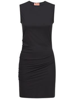 amina muaddi是什么牌子, Wolford | Amina Muaddi Draped Jersey Mini Dress商品图片 6.5折
