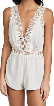 Flora Nikrooz, Flora Nikrooz | Flora Nikrooz Blythe Matte Charmeuse Romper with Lace商品图片 