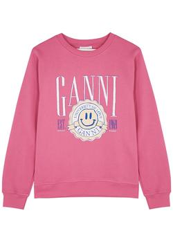 Ganni | Pink printed cotton sweatshirt商品图片,满$1享8.9折, 满折