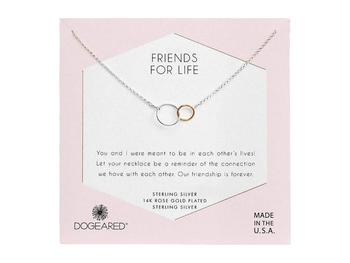 老友记推荐, Dogeared | Friends For Life, Two Mixed Metal Linked Rings Necklace商品图片 