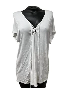 推荐Brynn Ribbed Tie Front Sleep Shirt In White商品