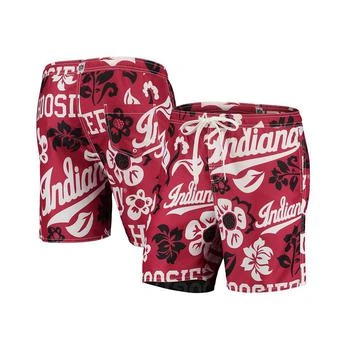 Wes & Willy | Men's Crimson Indiana Hoosiers Floral Volley Logo Swim Trunks,商家Macy's,价格¥447