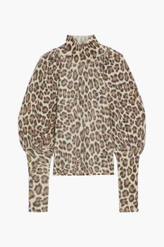 Zimmermann | Leopard-print cashmere turtleneck sweater商品图片,4.4折